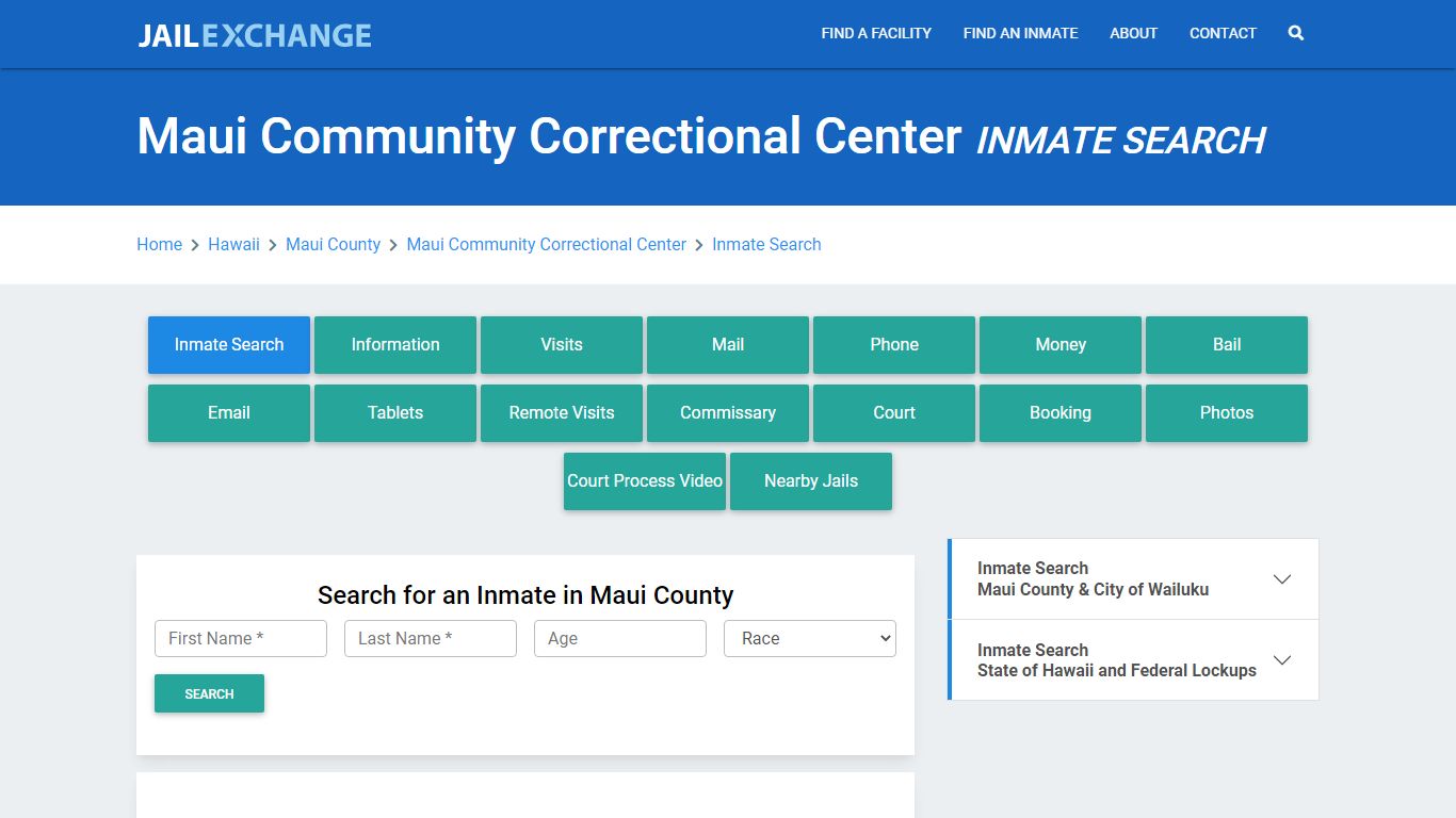 Maui Community Correctional Center Inmate Search - Jail Exchange