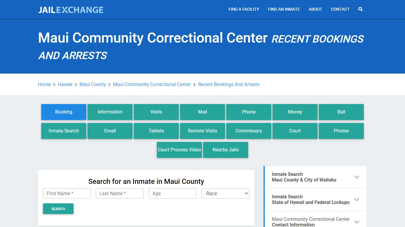 Maui Community Correctional Center Recent Bookings And Arrests