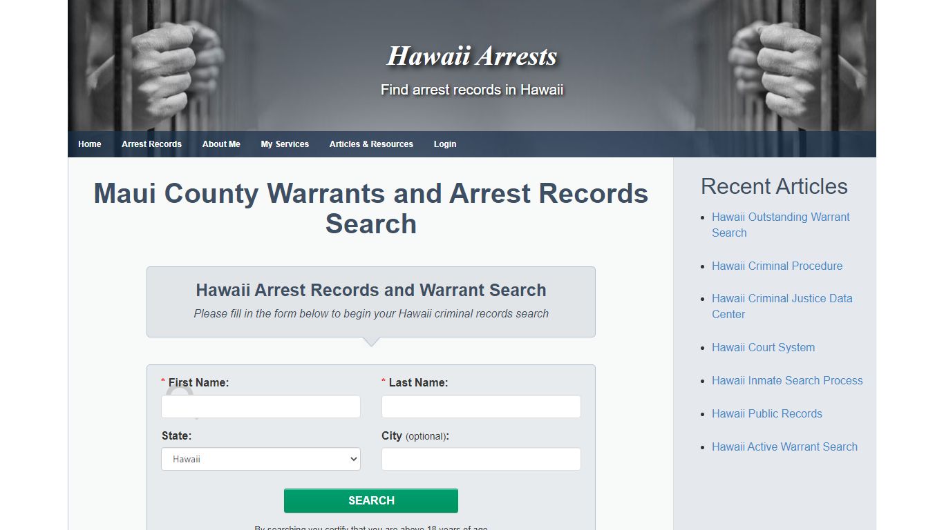 Maui County Warrants and Arrest Records Search